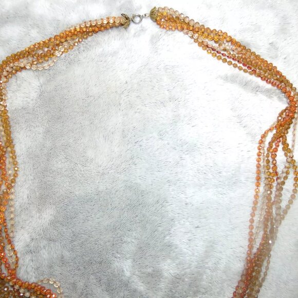 Vintage Long 8 Multi-Strand Amber Beaded Statement Necklace w/ Clasp abt 48" EUC - Picture 12 of 16